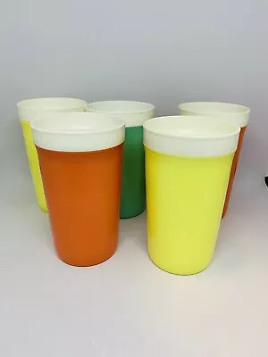 5 Vtg Thermal Insulated Mid Century Plastic 8oz Tumblers Tall Lot U.S.A. • $17.90