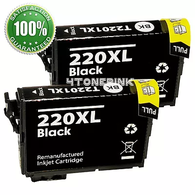 2pk 220XL T220XL Black Ink For Epson  XP-320 XP-420 XP-424 WF2630 WF2650 WF2660 • $11.85