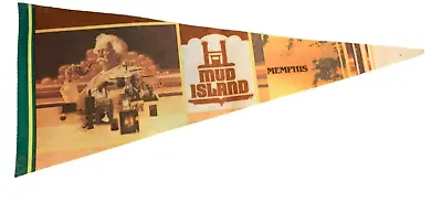 Vintage 80s Mud Island Memphis Tennessee Hard Felt Pennant Mark Twain 29  Long • $14.99