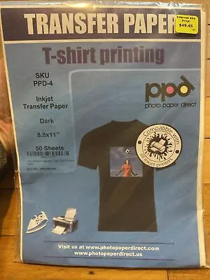 PPD Inkjet PREMIUM Iron-On Dark T Shirt Transfers Paper LTR 8.5x11  Pack Of 50 • $36.99