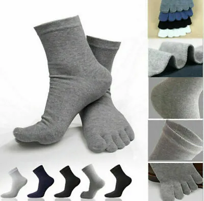  5 Pairs Men's Five Fingers Socks Cotton Absorbent 5 Toe Stockings Blend Soft  • £5.99