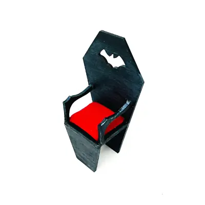 Miniature 1:12 Scale Dollhouse Vampire Coffin Chair Halloween Gothic Castle • $17.99