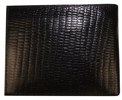 Mens Bifold Snake Imprint Wester Cowboy Leather Wallet Lizard Black • $15.49