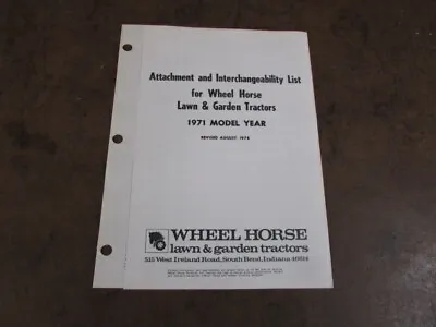 Wheel Horse Mower 1971 Tractor Garden Attachment Interchangability List • £5.72