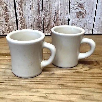 Pair Vintage Victor 6 Ounce Ceramic Diner Mugs In Beige • $19.60