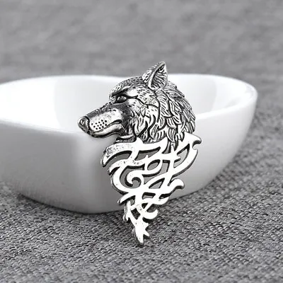 Brooch Pin Wolf Pattern Gold Or Silver Color Men Jewelry Lapel Pins - Antique • £4.48
