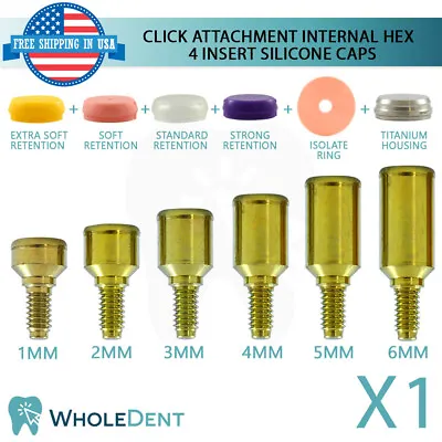 Click Attachment Abut Ment 4 Insert Silicone Caps Dental Im Plant Internal Hex • $45