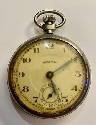 Aviation Swiss Made Pilots Mechanical Pocket Watch - 1940s • £60