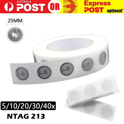 5-40PCS NFC TAG Sticker NTAG 213 Universal Label RFID Tag For Android NFC Phones • $15.99