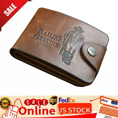 New Mens Genuine Leather Bifold Wallet Credit/ID Card Holder Slim Coin 2022 • $1.52