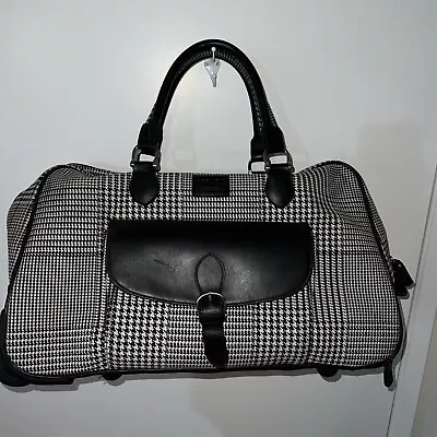 Vintage Chaps Houndstooth Print 21  Rolling Duffel Bag Garment Carry-on Duffle • $19.99