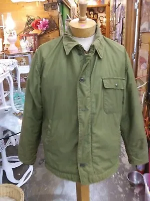 1960s Vietnam USN USMC Military US Cold Weather A-2 Permeable Deck Green Jacket  • $112.91