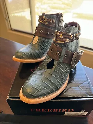 Women's Size 11 Freebird Saloon Turquoise Croco Boots • $61