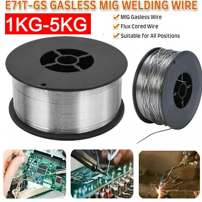 Mig Wire Gasless Mild Welding Welder Reel Spool Flux Cored No Gas 0.8mm 1kg-5kg • £8.80