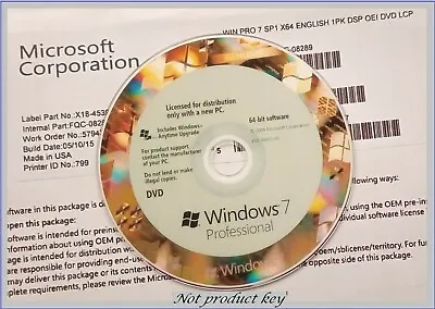 £36.99 • Buy Microsoft Windows 7 Professional 64 Bit Copy DVD Without Product Key