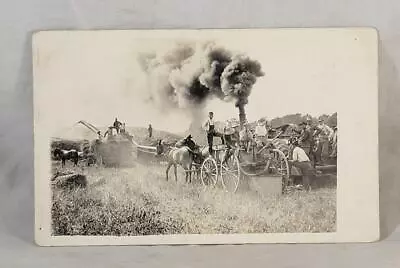 Vintage RPPC Farm Machinery Steam Engine Working Harvesting Postcard • $15