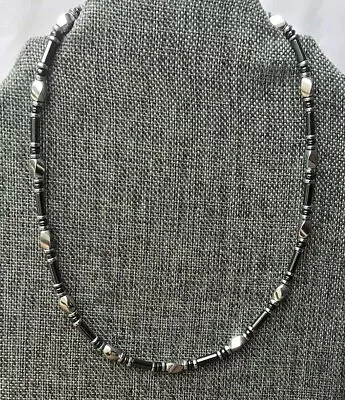 Men's Women's Black Silver Magnetic Hematite Necklace All Magnetic • $41.99