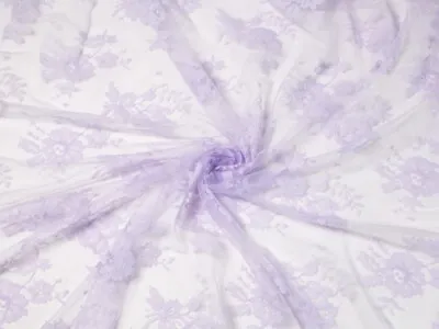 Minerva Chantilly Tulle Lace Fabric Light Lilac - Per Metre • £12.58