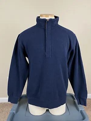 Orvis Blue 1/4 Zip Cotton Pullover Sweater With Elbow Patches Men’s Size M • $14.99