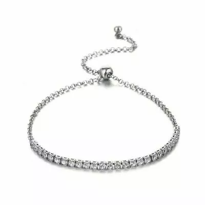 £4.99 • Buy Womens Swarovski Element Crystal Tennis Bracelet Bangle Silver Plated New Gift