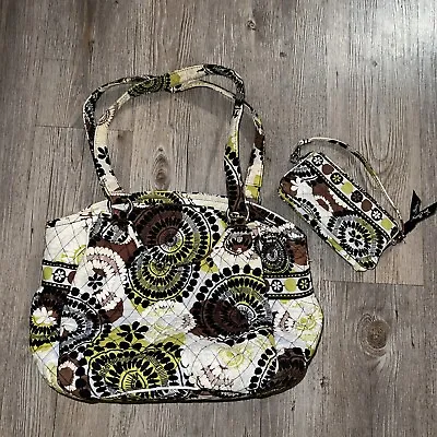 Vera Bradley Set Glenna Shoulder Bag 2013 Cocoa Moss Pattern & Wallet Zip Pouch • $39.95