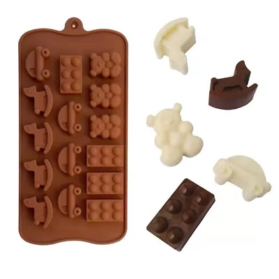 Building Block Rocking Horse Silicone Mould  Chocolate Cake Soap Resin Wax Melt • £2.59