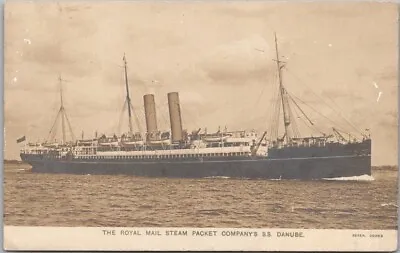 1910s RPPC Real Photo Postcard  Royal Mail Steam Packet Company's S.S. DANUBE  • $4.50