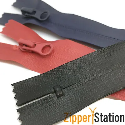 Waterproof Nylon Zip Zipper. CLOSED END Zips. Black Navy Grey Red • £2.90