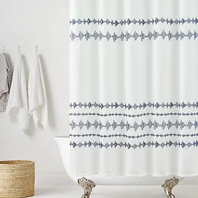 $17.47 • Buy Embroidered Shower Curtain Fabric Shower Curtain Waterproof 72 In With Hooks
