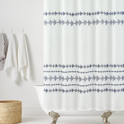 $17.47 • Buy Embroidered Shower Curtain Fabric Shower Curtain Waterproof 72 In With Hooks