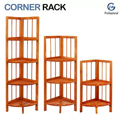 Luxury Wooden Corner Shelf Standing Home Decoration Unit Shelving Rack Maple • £15.45