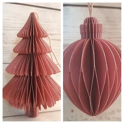 Paper Christmas Tree Bauble Decorations Natural Neutral Décor Origami Eco • £3.49