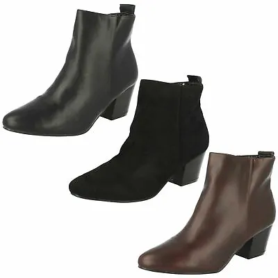 Ladies Spot On Formal Casual Zip Synthetic Ankle Boots F5R0360 • £9.99