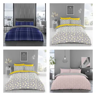 Microfiber Duvet Cover Set Single Double King Size Reversible Kids Quilt Bedding • £10.50