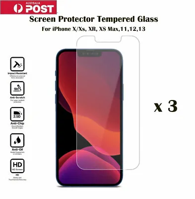$8.99 • Buy 3 X Tempered Glass/ Plastic Screen Protector For IPhone 13 12 11 Pro Max X XR XS