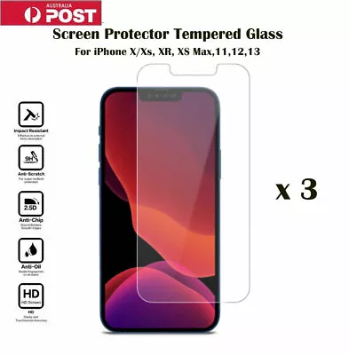 3 X Tempered Glass/ Plastic Screen Protector For IPhone 13 12 11 Pro Max X XR XS • $4.95