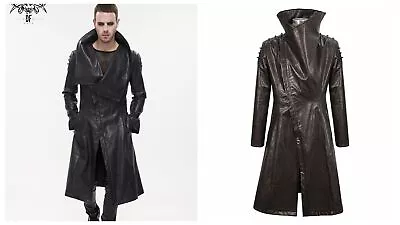 Devil Fashion Black Gothic Punk Retro Style Pu Leather Long Casual Coat For Men • $186.75