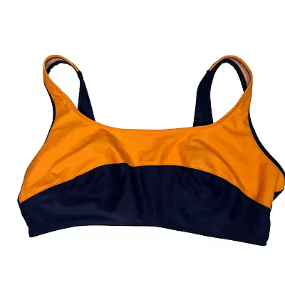 Anita Maternity Swimsuit Top Navy Blue Orange Sporty Size 12 D-Cup NWT • $12