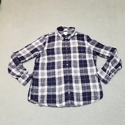 J Crew Button Up Shirt Womens Size Medium Boy Fit Blue Plaid • $10.99