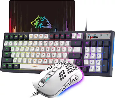 3 In 1 Wired Gaming Keyboard &Mouse Rainbow RGB Backlit 2400DPI Free Mouse Mat • $38.99