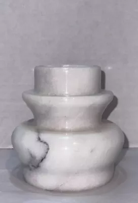 Vintage Solid Marble Stone White Gray Taper Dinner Candlestick Candle Holder • $25