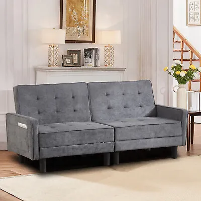 Modern Futon Sofa Bed Faux Leather Convertible Sofa Couch Chair  For Living Room • $229.99