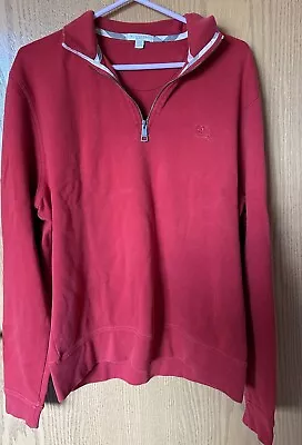 Mens XL Burberry Brit Red Quarter Zip Cotton Pull Over • $30