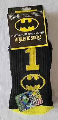 BATMAN  Mens Single CREW Socks New Every Player Has A Number #1 Athletic Athlete • $9.24