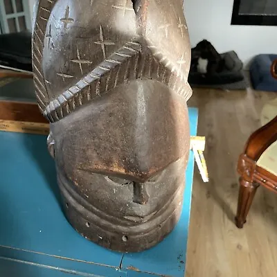 Antique African Sierra Leone Mende Bundu Helmet Mask. Two Faced • $995