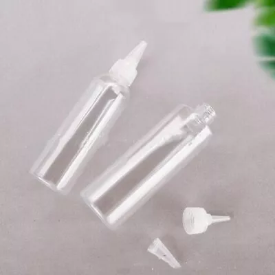 £5.62 • Buy 10pcs 100ml Twist Top Empty Bottles Plastic Nozzle Dropper Caps Spout Clear