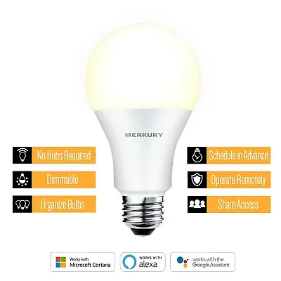  Merkury Innovations A19 Smart Light Bulb 60W Dimmable White LED 1-Pack [LN]™ • $8.99
