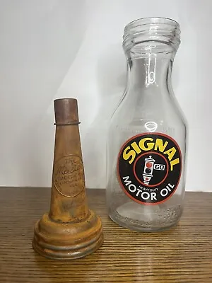 SIGNAL Glass Motor Oil Bottle 1 Quart Vintage Style Gas Station • $14.94