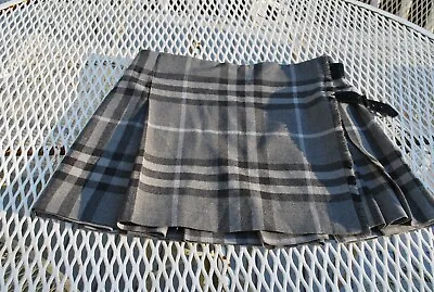 £202.31 • Buy BURBERRYLondon Plaid Pleated Mini Skirt Kilt Gray Nova Check US-4 S XS