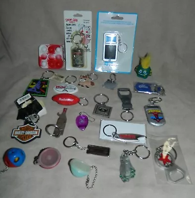 24 Vtg. Keychain Lot Souvenir Advertising Keyrings Tupperware-Harley-Beers++ • $24.99